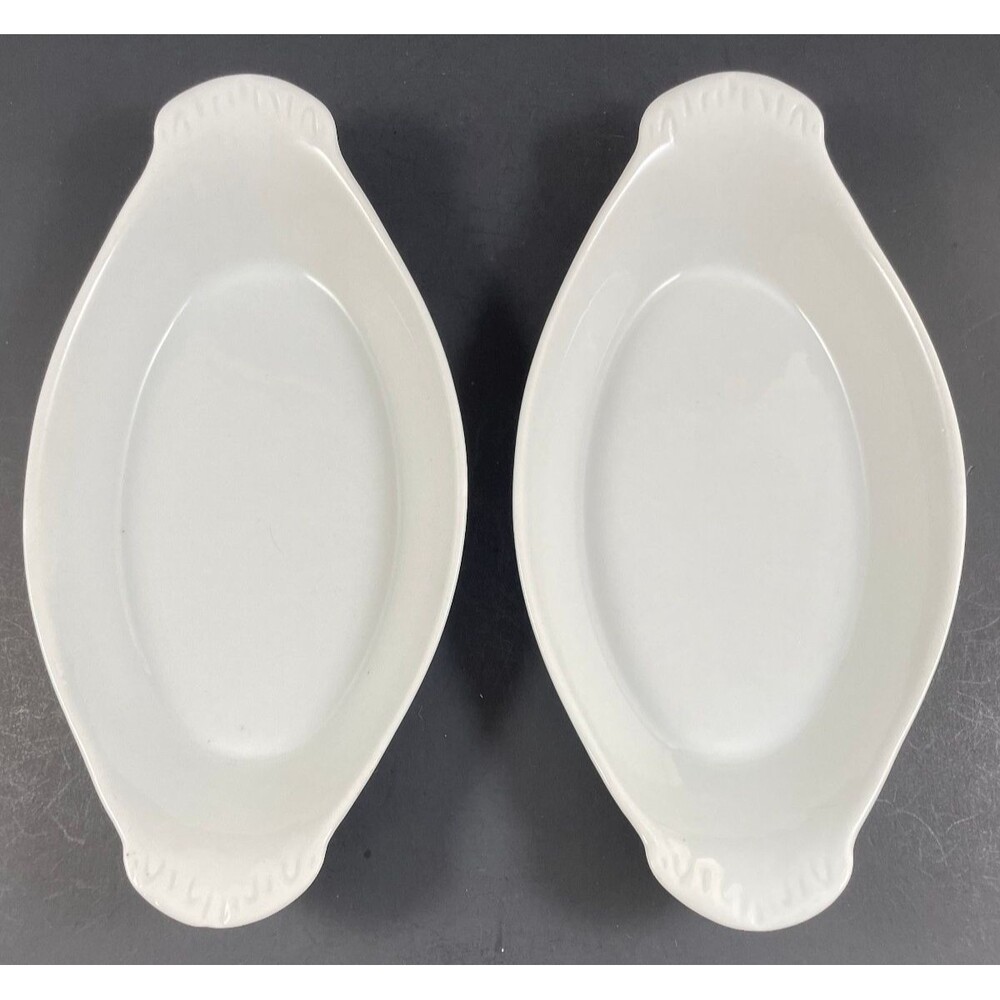BIA Cordon Bleu Au Gratin Bowl Baking Dish Set of 2 White Oval 8.75 x 4.5"